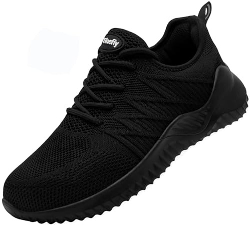 Tinefiy Steel Toe Shoes for Women Lightweight Comfortable Slip Resistant Safety Work Sneakers Cushion Puncture Proof Shoes Indestructible Shoe Size 6.5