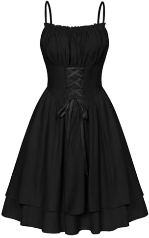 Scarlet Darkness Corset Sundress for Women Teens Milkmaid Graduation Dresses Summer Mini Sundress Black M