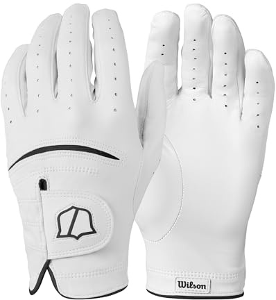 WILSON Staff Model Golf Glove - Men's Cadet Left Hand, White/Black, Medium