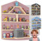 tectake® Holz Regal mit Magnetstreifen für Wand Montage, Wandregal für's Kinderzimmer, Aufbewahrung Musikbox, für Tonies Tonie Hörfiguren und Toniebox - pink