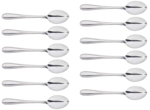 ACAN Tradineur - Pack de 12 cucharas moka de acero inoxidable, cucharillas clásicas para postre, helado, tarta, té, infusiones - 12 cm