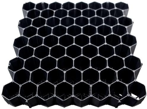 KARAT Rasengitter aus Kunststoff befahrbar 1m² - 4 Stück - 50 x 50 cm, Schwarz - Bodengitter, Paddockplatte, Rasenwaben, Bodenwaben, Rasengitterplatten, Kiesgitter, Rasengittersteine
