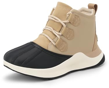 DREAM PAIRS Ankle Winter Boots for Women Waterproof Lace Up Anti-Slip Warm Snow Booties Fashion Sneaker Boots,Size 10,Sand,SDSB2416W