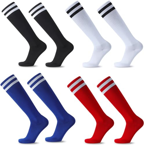 KOLZEMV 4Pares Calcetines Futbol Niño,calcetines antideslizantes futbol,Medias Futbol Niños,Calcetines Antideslizantes Niño Futbol,Transpirables Calcetines Deportivos para Rugby,Running,Entrenamiento