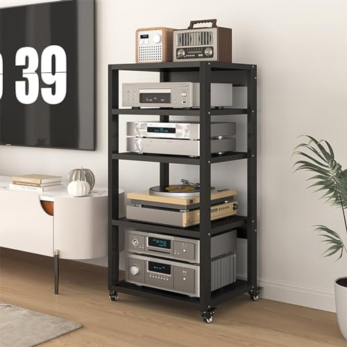 LBLFEBD Meuble de Composants Audio/vidéo Mobile à 2/3/4/5 Niveaux, Support Audio, Support multimédia, Support TV d'angle, Supports et Supports HiFi, Meuble de Rack Audio pour Salon, salles de Jeux