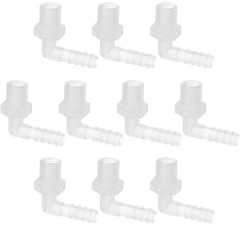 PATIKIL Raccord en coude L en Plastique de 10 pièces, raccord coudé 1/4 G x 1/4 pour Tuyau barbelé, connecteur de Tuyau en Plastique pour gaz, Carburant, Liquide et air.