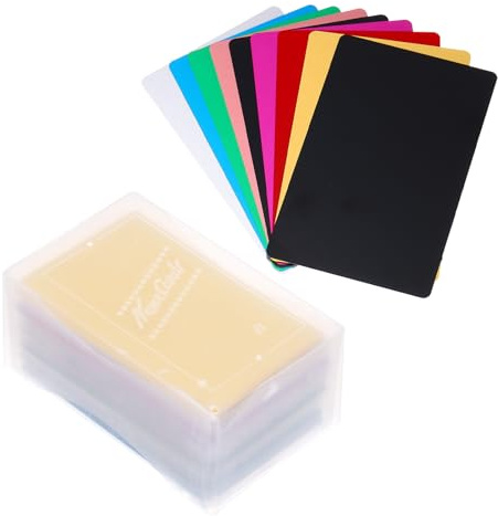PATIKIL Cartes de visite en métal de 0,21 mm, 180 paquets de cartes de nom naturels en aluminium pour la gravure laser de cartes-cadeaux DIY, couleurs assorties
