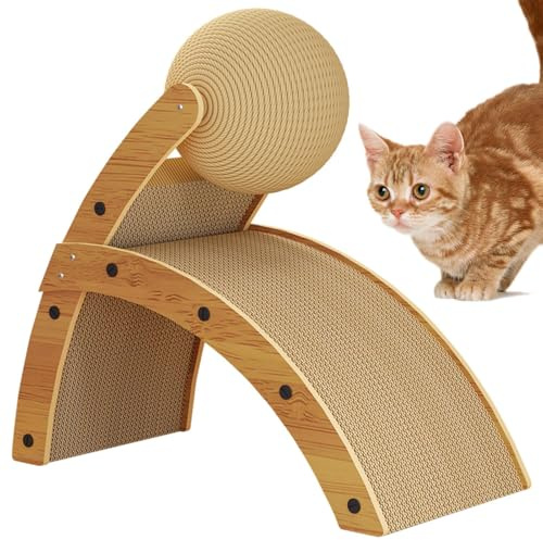 Scratcher per gatti in legno - robusta tavola da grattare con palla giocattolo, cartone ondulato per la cura 'artiglio del gatto | Mobili per raschiare i gatti per le zone di relax, cl