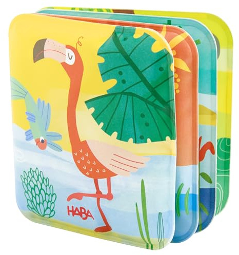 HABA Mini Livre de Bain Tumulte d'animaux - Jouets Aquatiques pour Jeunes Enfants avec Bruit de hochet et Motifs d'animaux colorés - A partir de 6 Mois - 2012344001