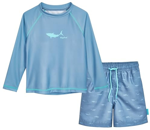 Playshoes Jungen Zweiteiler Lang Rash-Guard-Set, Hai Blau Langarm, 110-116