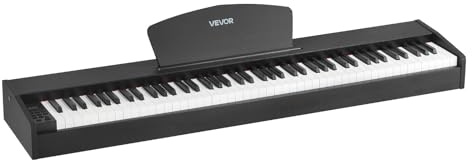 VEVOR Piano Digital de 88 Teclas Contrapesadas, Modo de Teclado Dual, Altavoces, Pedal de Sustain, Función de Grabación, 238 Tonos, Conexión Inalámbrica, para Principiantes, Negro, sin Soporte