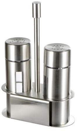 JINYUNIAO Set di 2 shaker per condimenti in acciaio antiruggine con finestra trasparente per bottiglie di sale e pepe da cucina