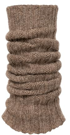 HomeOfSocks Woll Stulpen Damen Taupe 65% Wolle 35% Alpaka Grobstrick One Size warm weich elastischer Bund Beinstulpen Leg Warmers Winter