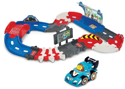 VTech - Tut Tut Bolides Circuit Pit Stop - Circuit Enfant F1 avec Voiture de Course, Siméon Super Champion, 1 Zone Magique - Cadeau Enfant de 1 an à 5 Ans - Contenu en Français