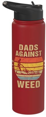 Dads Against Weeds Retro Landscaping Daddy Lawn Mowing Stainless Steel Insulated Water Bottle