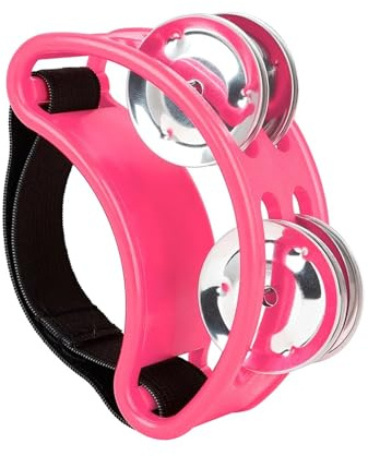 Fot tamburin fot tamburin metall bjällerklocka bärbar trumma slagverk instrument delar shaker musikinstrument (rosa)