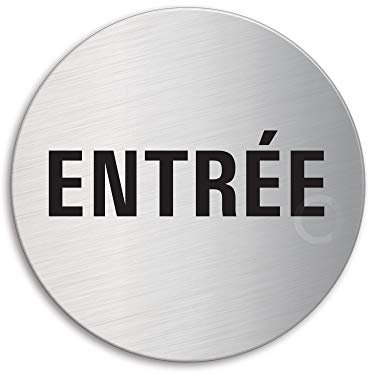 Plaque de Porte - Entrée Ø 75 mm acier inox brossé fin mat autocollant No.8594