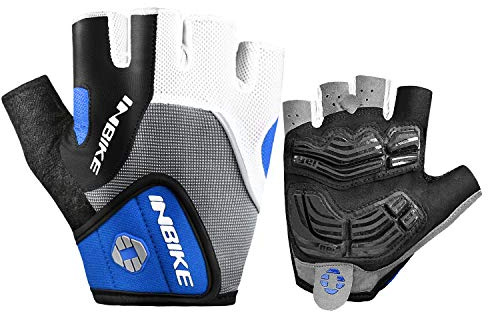 INBIKE Gel Guanti MTB da Ciclismo Estivi Senza Dita Bicicletta Bici Gloves da Uomo(Blu,XXL)