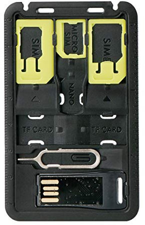 Muvit MUMIC0012 - Pack de 3 adaptadores universales para tarjetas SIM (nano SIM, micro SIM y lector de tarjetas), color negro