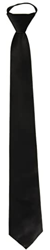 Vesuvio Napoli PreTied Men's Necktie Solid BLACK Color Mens, Black, Size 3.0