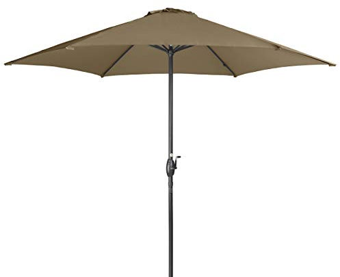 Doppler Derby Basic Lift NEO 300 cm - Großer, runder Sonnenschirm für den Garten - Mit Kurbel - Regenabweisend - ca. 300 cm - Greige