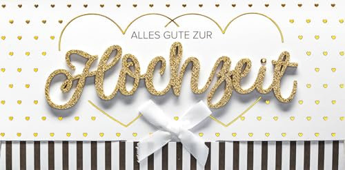 Perleberg - einzigartige Hochzeitskarte mit Lettering Surprise - wunderschöne Glückwunschkarte 11 x 22 cm - Karte zur Hochzeit mit Umschlag in weiß - hochwertige & besondere Hochzeitskarten