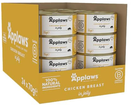 Applaws Natural Wet Cat Food, Chicken in Jelly 70 g Tin (Pack of 24 Tins)