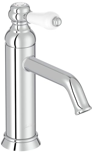 Jacob Delafon - Miscelatore lavabo Louise - Design retrò, manico in ceramica - Risparmio d'acqua - Facile installazione - 17 x 23,20 x 5,5 cm - Finitura cromata - E24360-CP