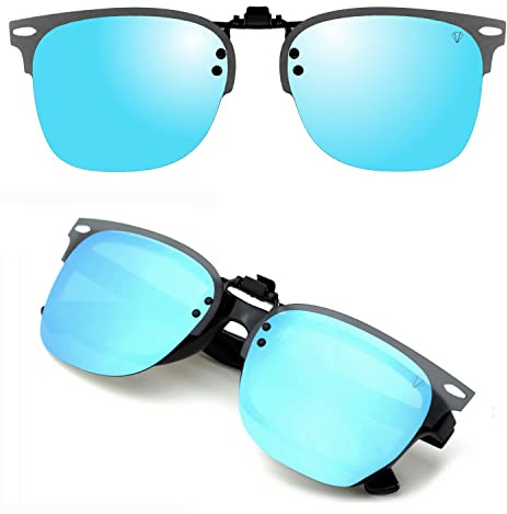CREYESTAL Clip Gafas de Sol Polarizadas, Clip para Gafas para Sol, Clip Solar, Abatible y Ultraligero, Hombre, Mujer, 100% Anti-UV