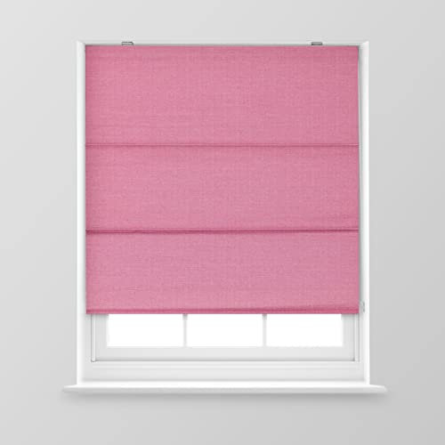 A.Unique Home Textured Weave Dimout Roman Window Blind in a Variety of Colours and Sizes Ideal for any Room. (Pink, 150cm x 170cm (59 x 66.9) (5FT))