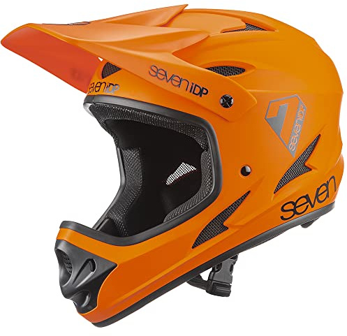 7 iDP M1 Casque intégral de VTT pour vélo de Montagne avec Ventilation complète (Orange Mat Brunt, L)