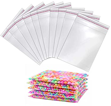 Lot de 200 sacs en cellophane 13 x 15 cm transparent, sacs en plastique avec fermeture auto-adhésive, sacs auto-adhésifs d'emballage pour bijoux, cadeaux et friandises (13 x 15 cm)
