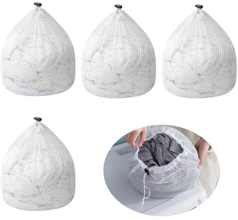 4 Pièces Filet a Linge, Sac à Linge avec Cordon de Serrage Filet de Lavage en Maille Fin Réutilisables Sac Machine a Laver Laundry Bag Voyage pour Sous-vêtements Soutien-gorge Chaussettes (30 x 40cm)