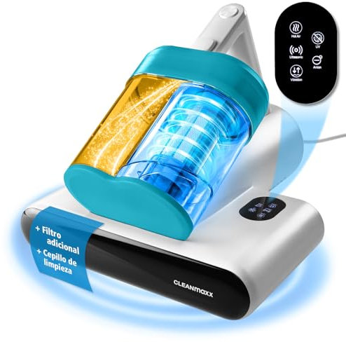 CLEANmaxx Milbensauger für Matratzen mit UV-C-Licht, Rotation | Matratzenreiniger mit HEPA-Filter, entfernt 99,9% Aller Milben | Matratzensauger mit Ultraschall, Hitze & Vibration