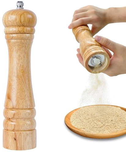 Moulin à poivre en Bois,Réglables Broyeur d'Épices en Céramique moulin à sel Manuel Rechargeable Moulin Sel Poivre Manuel pour Cuisine et Table