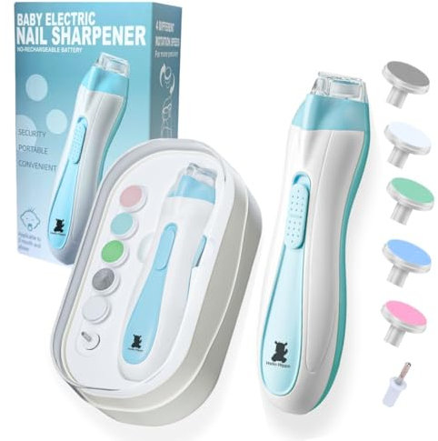 Hello Hippo - Elektrische Nagelfeile für Babys | Sicher & Sanft ab Geburt | 4 Geschwindigkeiten & 6 Schleifköpfe | Praktisches Baby-Maniküre-Set