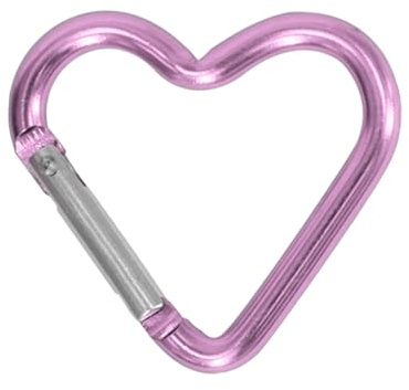 Hattba Mousqueton en forme de cœur en alliage d'aluminium avec clip pour porte-clés à ressort - Clips pour sac à dos de camping - Mousqueton robuste