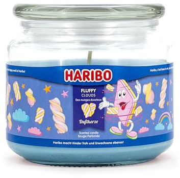 Haribo™ Duftkerze Fluffy Clouds, Aromakerze im Glas, 300g, 50h Brenndauer