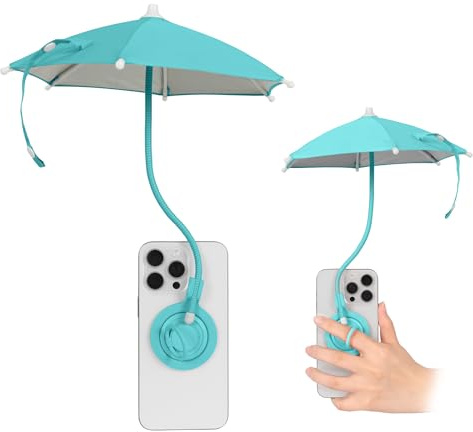 AMEBAE Magnetic Phone Umbrella, Mini Phone Umbrella for Sun – Flexible, Rotatable, Anti-Glare for Outdoor Use (A-Blue)