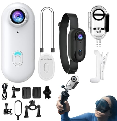 Walopola Cámara Deportiva HD 1080P con Movimiento de Pulgar, cámara de acción de 360°, Pulgar de Bolsillo magnético, acción, cámara Impermeable IPX 7 para Grabar, Actividades al Aire Libre, Caminar