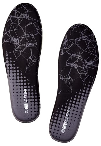 CCSOFTIME Innersulor av minnesskum, komfortinlägg för löpning, vandring, arbetsstövlar och sneakers, ersättningssulor för män/kvinnors sportskor, svart-37