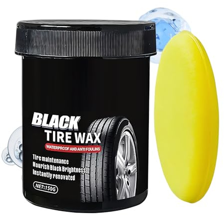 qixeuoa Lucida Pneumatici Auto,Pasta Detergente Cerchi 150g - con Spugna Impermeabile per Pulizia E Brillantezza Pneumatici | per Veicoli Esterni SUV Camion Rimorchi Trattori