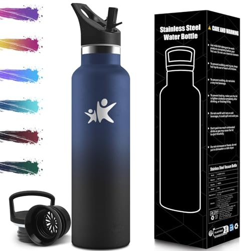 Mulbijeo Botella Agua Acero Inoxidable, 1000 ML Reutilizable Sin BPA, Botella Agua Termica, Botella Agua, Aislamiento Al Vacío de Doble Pared, Termos, Cantimplora para Adultos, Deporte