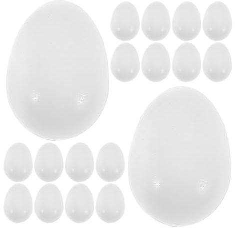 WEKAMOS 24pièces Œufs Blancs Factices Plastique Œufs Décoratifs Faux pour Nichoirs Oiseaux Artificiels pour Entraînement Couvaison Arrêter la Ponte chez Les Oiseaux