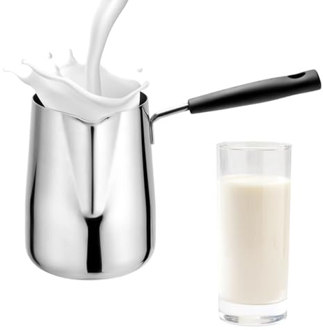 Caffettiera turca da 600 ml, in acciaio inossidabile 304, con beccuccio versatore, multiuso, per cioccolata calda, tè al latte, per casa, cucina, ufficio e appartamento, per la produzione di bevande