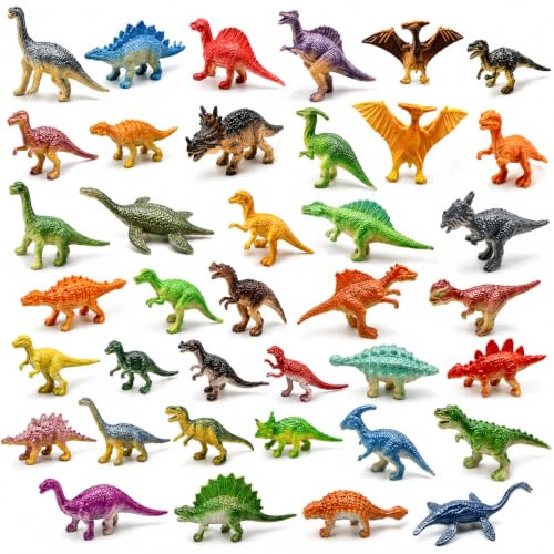 GETFACAI 40 PCS Mini Dinosaur Figures, Small Dinosaur Figures Set, Plastic Dinosaurs for Play, Collection with Mini Dragons and Winged Dinosaurs, Ideal for Party Favours Activities