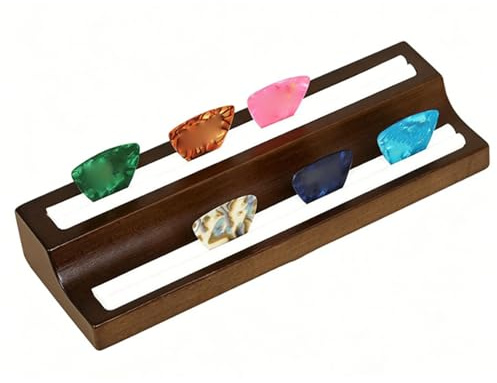Jectse Guitar Pick-displayhållare, 2-vånings Förvaringsställ i trä med Vit Sammetsfoder, Guitar Pick Organizer-ställ för Samlare (Stor)
