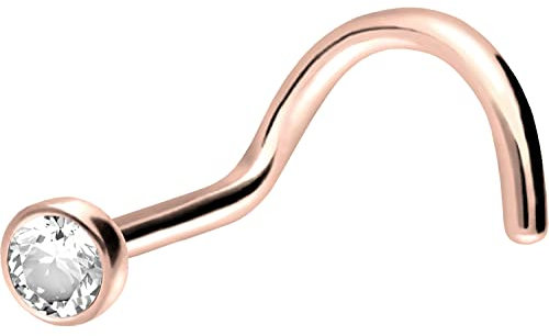 PIERCINGLINE Nasenpiercing Chirurgenstahl Kristalldisc Piercing Stecker Nase Roségoldfarben Kristallklar