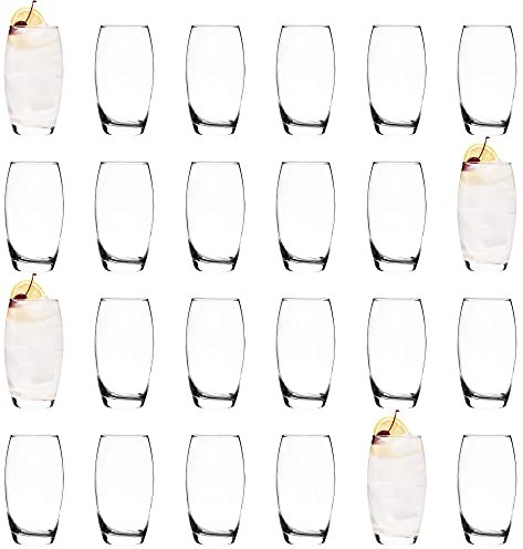Argon Tableware Lot de 24 Verres Highball - 510 ML « Tondo » Verres à Boire Modernes Hiball Gobelets lavables au Lave-Vaisselle pour Eau, jus, Cocktails