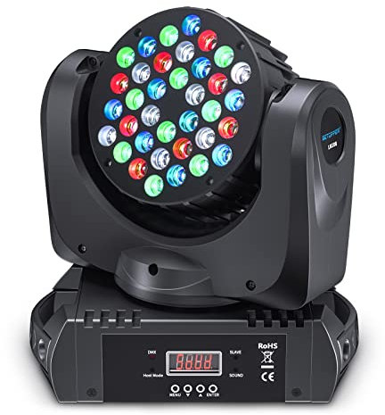 BETOPPER Cabeza Móvil LED RGBW 108W, Foco DJ DMX 512 - Luces Giratorias para Escenarios, Bares y Eventos (Boda/KTV)